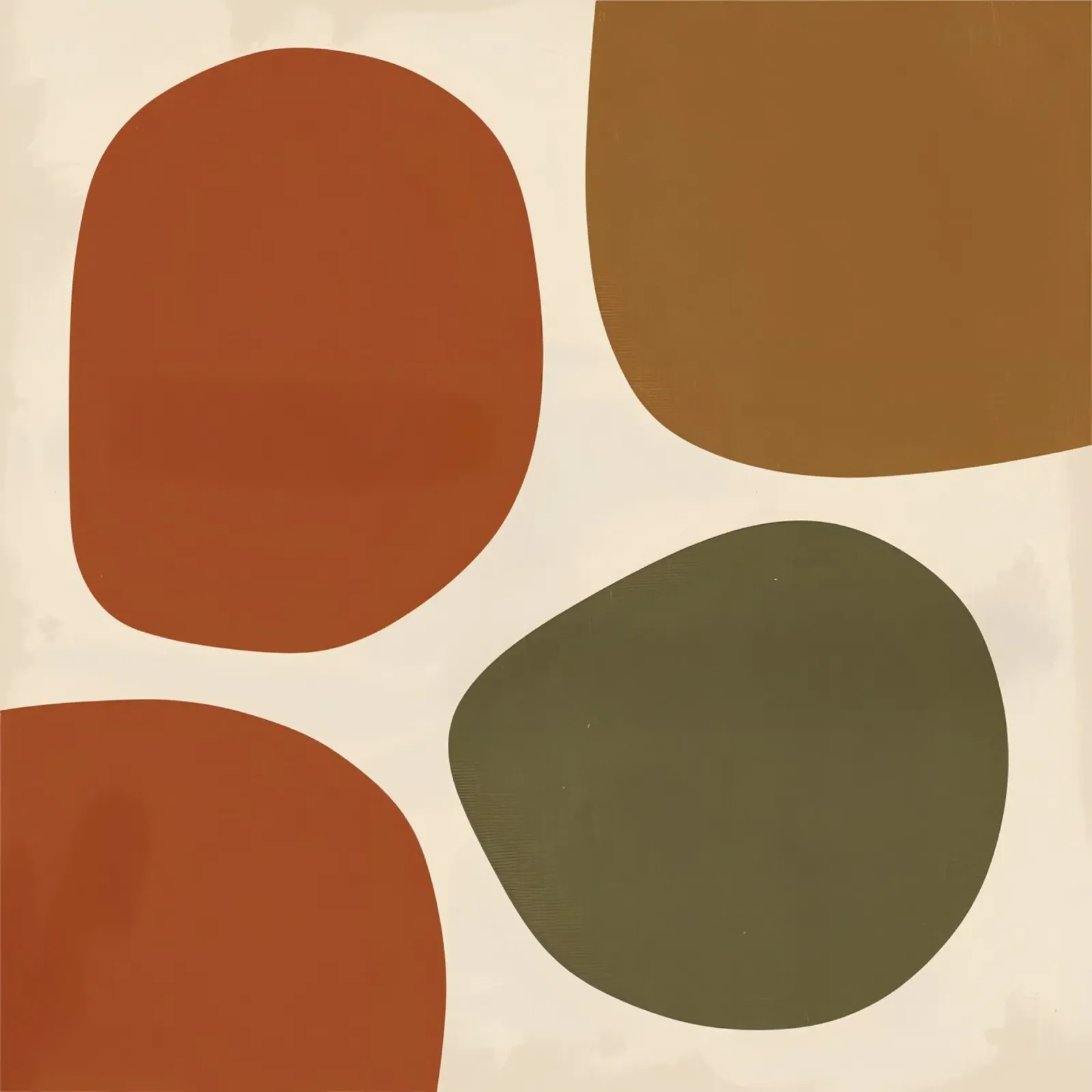 Forme astratte in marrone, arancione e verde poster con telaio in plastica da DesignDoodle
