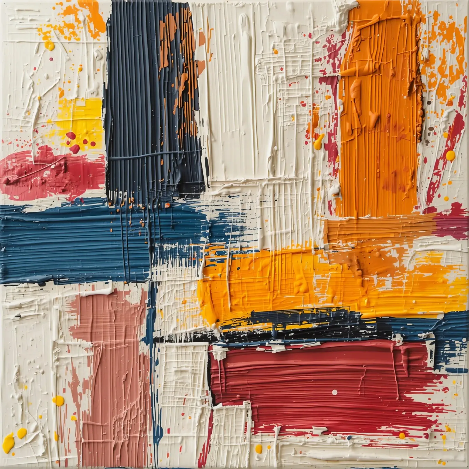 Pittura quadrata astratta con blocchi di colore strutturati poster con telaio in alluminio da DesignDoodle