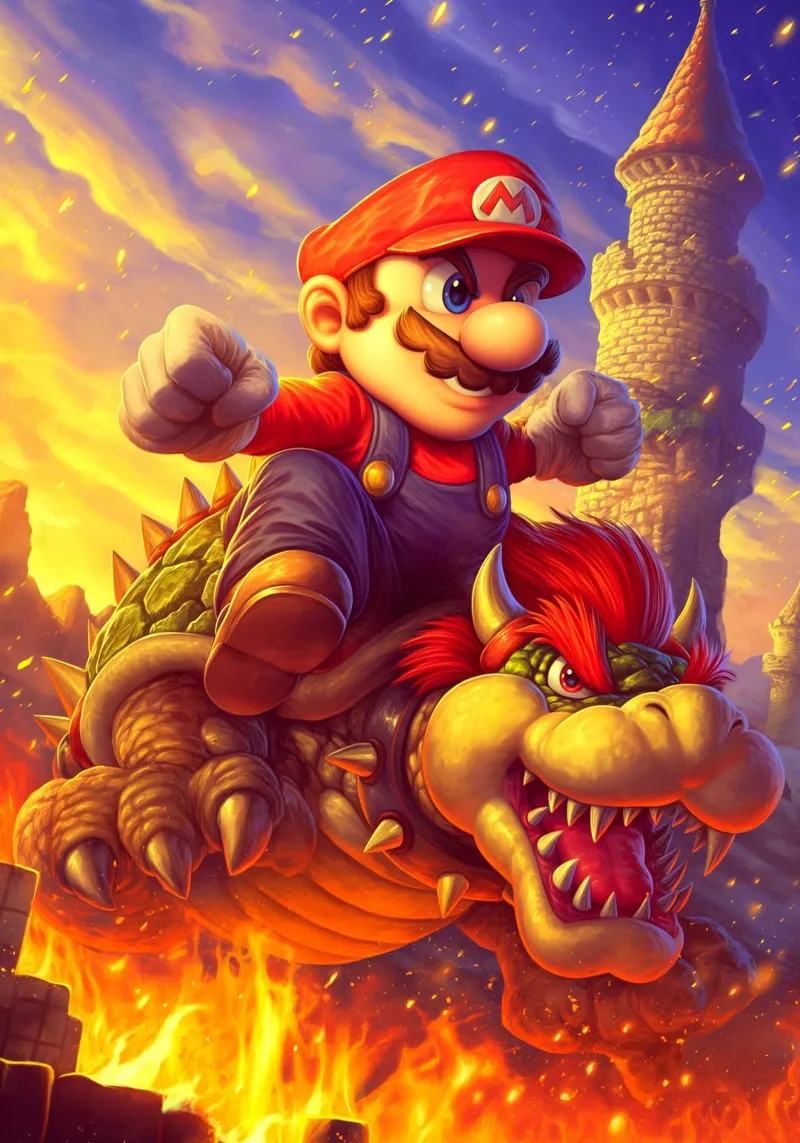 Super Mario poster con telaio in legno da Fleur de Lys