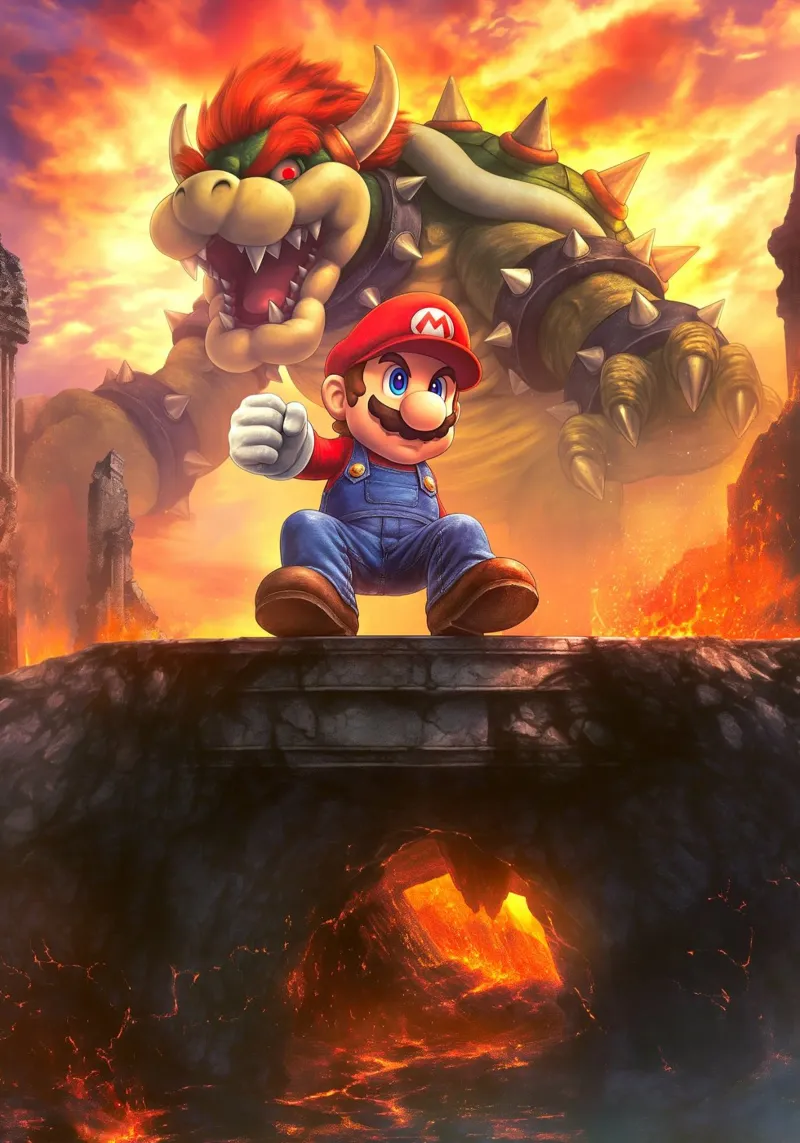 Super Mario Bros poster con telaio in alluminio da Fleur de Lys