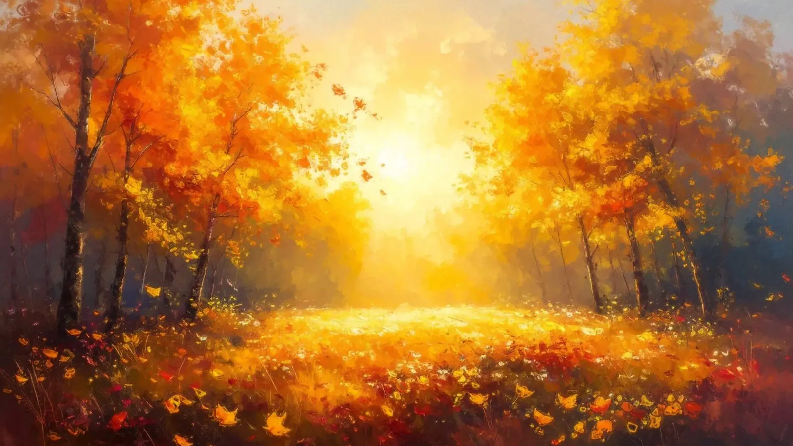 Un idillio autunnale meravigliosamente caldo poster con telaio in plastica da Natur Wandbild — Orte für die Seele