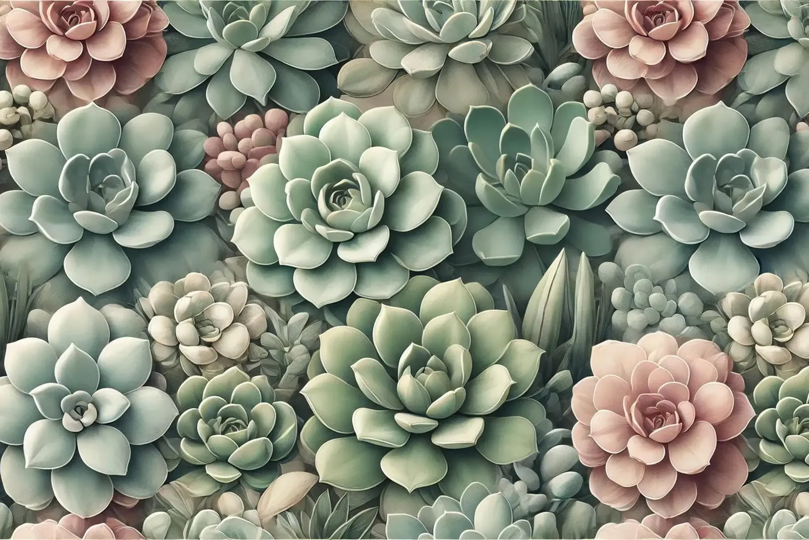Fioritura del giardino di succulente poster con telaio in alluminio da Chromatic Fusion Studio