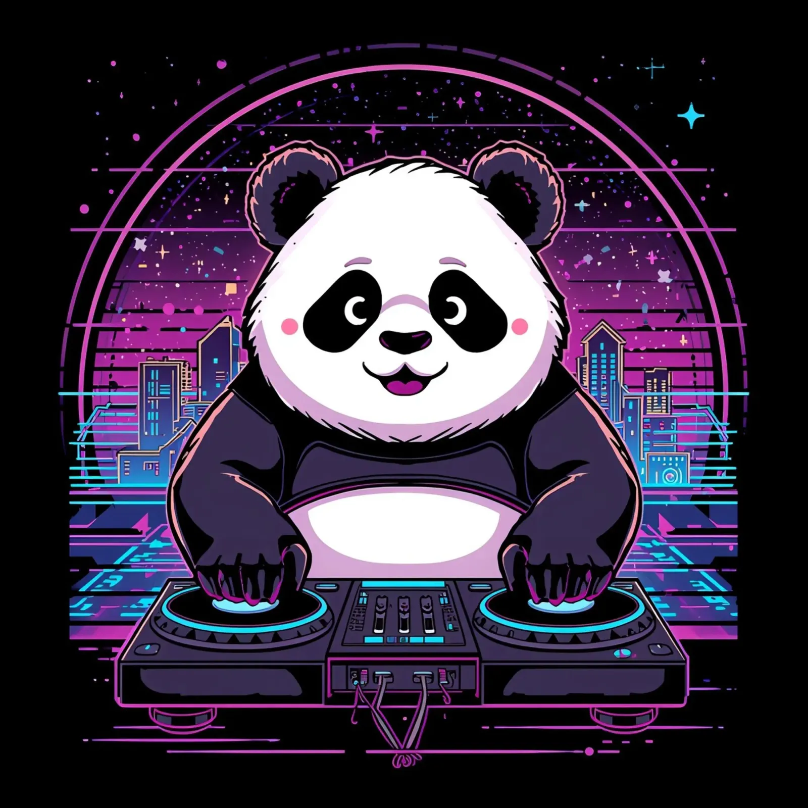 DJ Panda tela con Cornice a cassetta da DesignDoodle