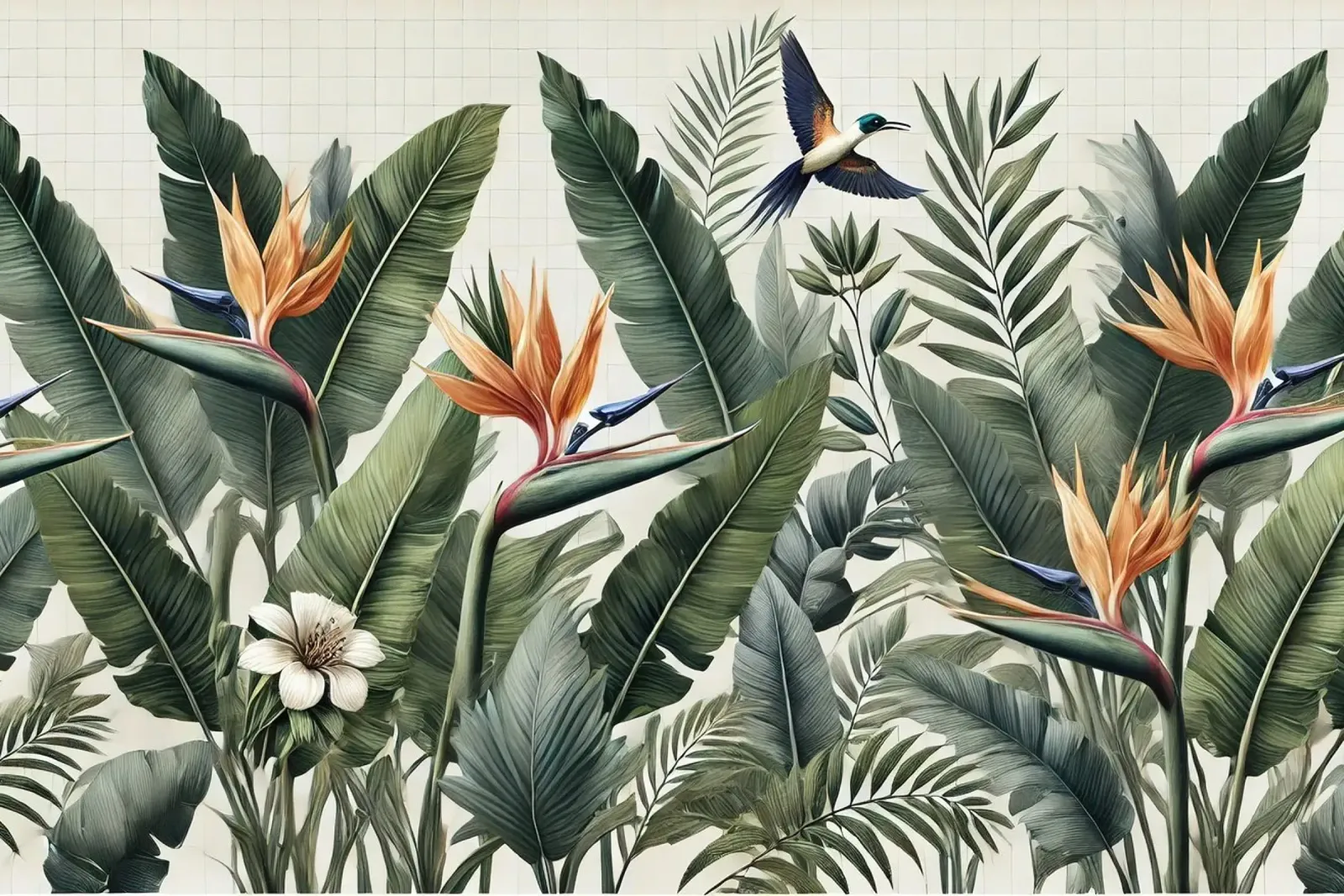 Paradise Botanical Bloom canvas with Floater frame by Chromatic Fusion Studio
