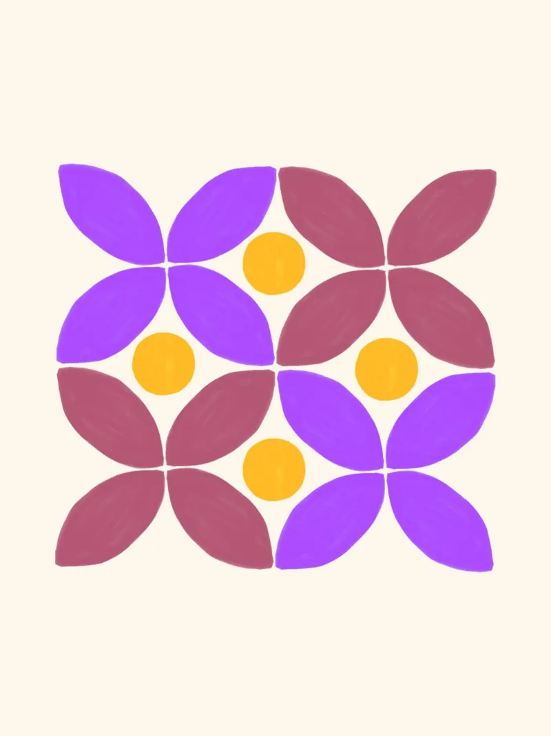 Retro flower pattern - Geometric flower art canvas by Casa Calm