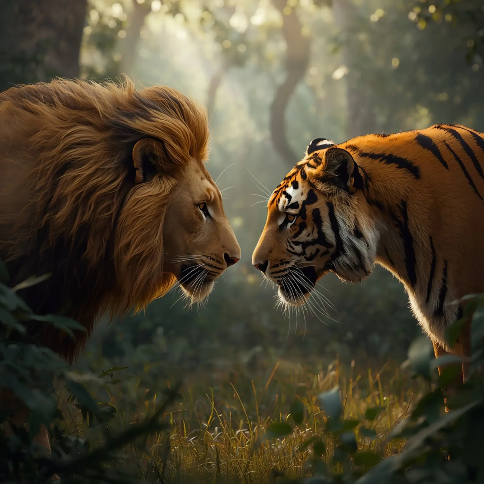 Leone e tigre si affrontano poster da DesignDoodle