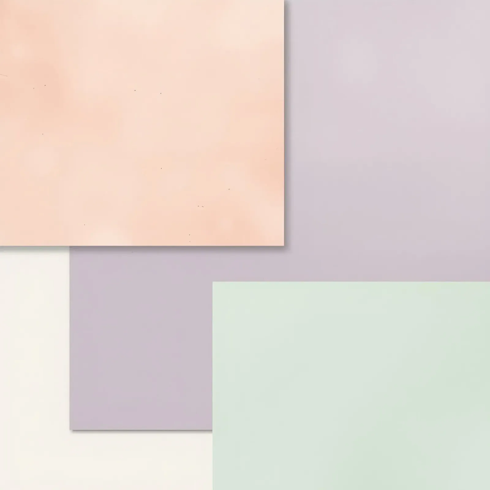Overlapping Rectangular Paper Sheets Peach Lavender Green poster with plastic frame by DesignDoodle