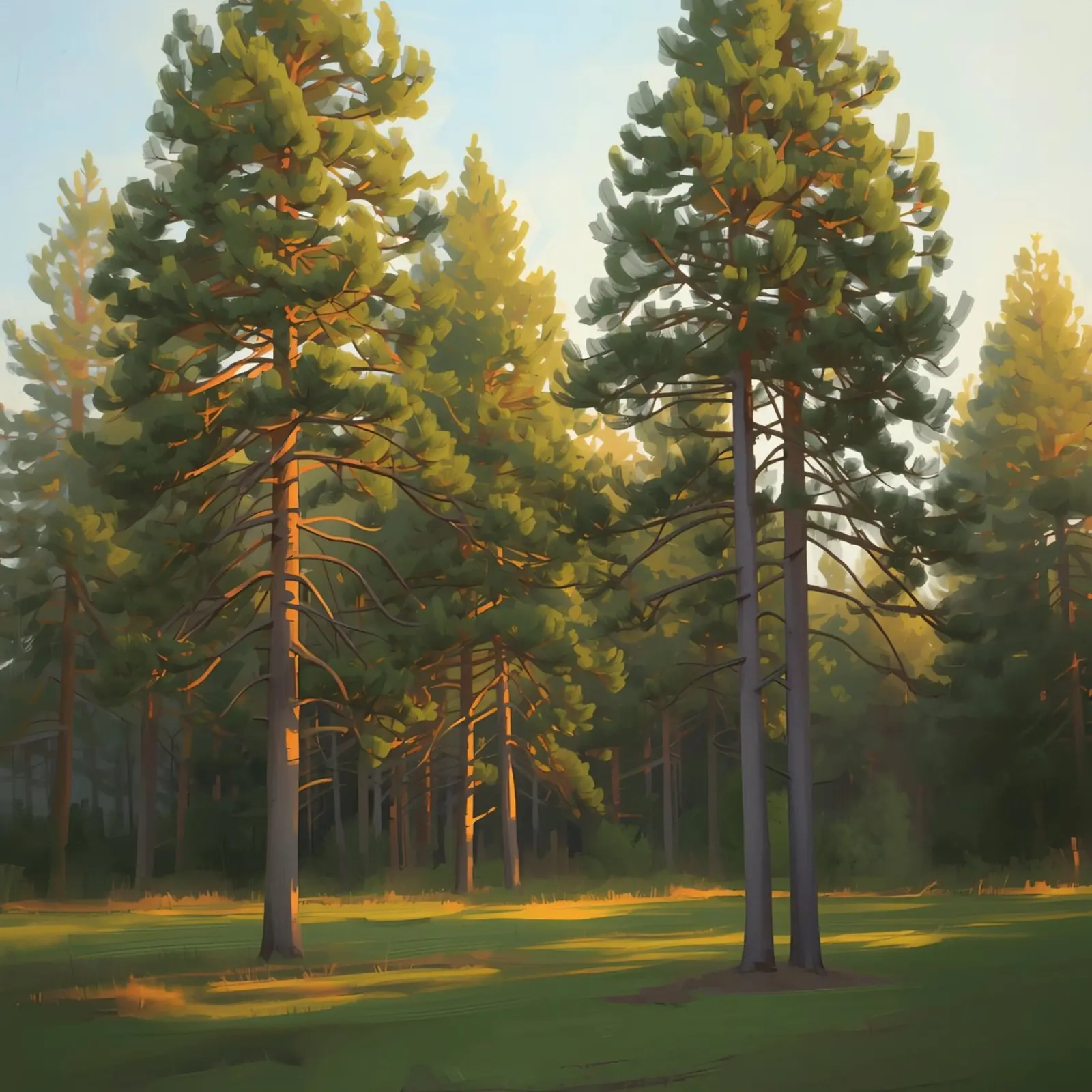 Pine Trees in Forest Clearing with Sunlight canvas with Floater frame by DesignDoodle