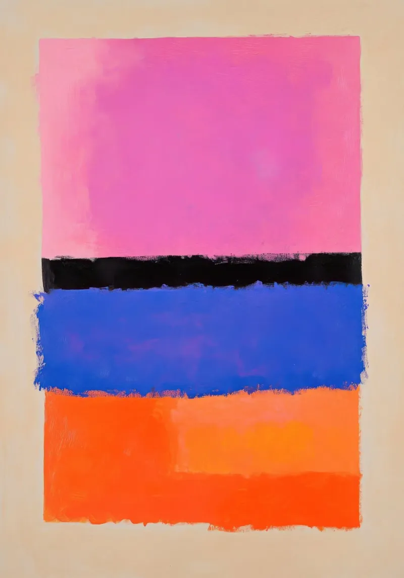 Campi colorati in rosa, arancio e blu poster con telaio in alluminio da Euphoria Theresa