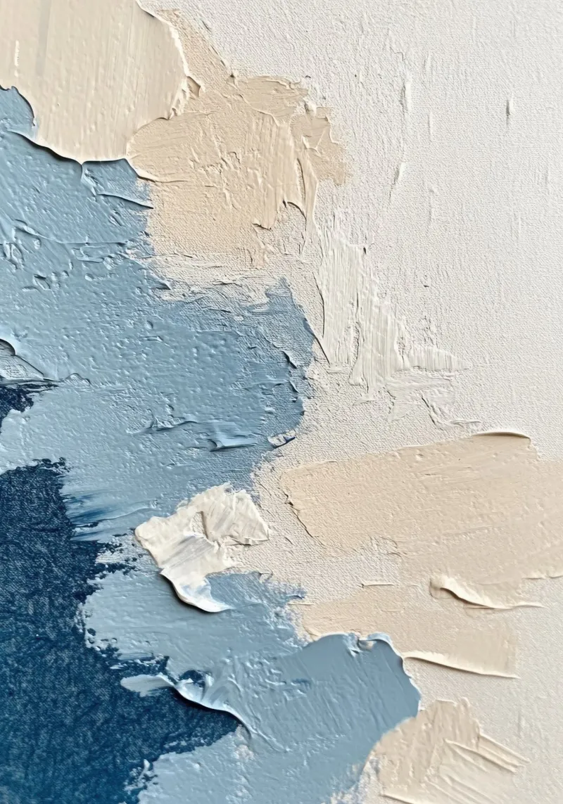 Texture in blu e crema poster con telaio in legno da Euphoria Theresa