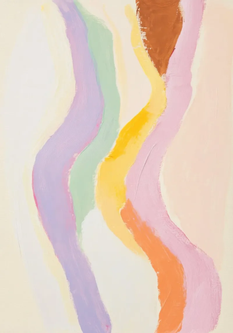 Forme fluide in colori pastello poster con telaio in legno da Euphoria Theresa