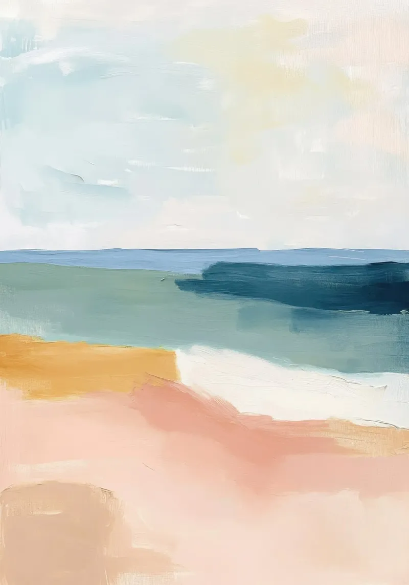 Spiaggia pastello Paesaggio minimalista poster con telaio in alluminio da Euphoria Theresa