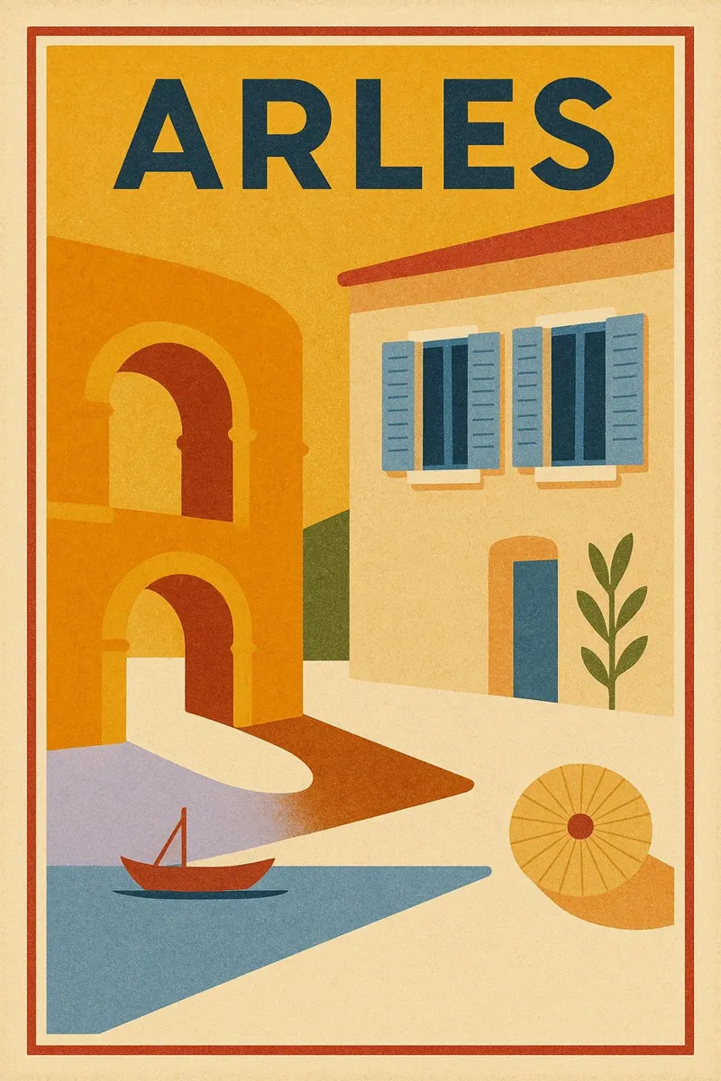 Arles - L'arte minimale di un patrimonio senza tempo poster con telaio in plastica da JETLAG | affiches voyage