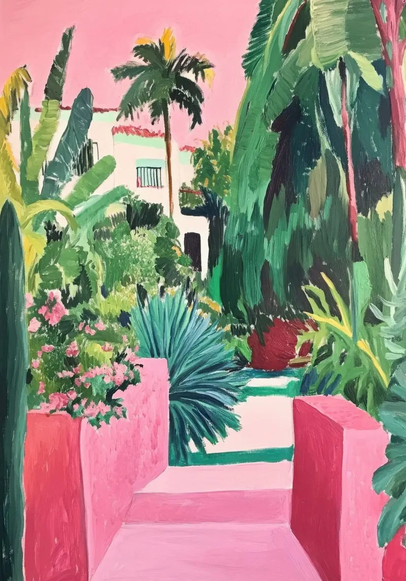 Scala rosa per il giardino poster con telaio in plastica da Euphoria Theresa