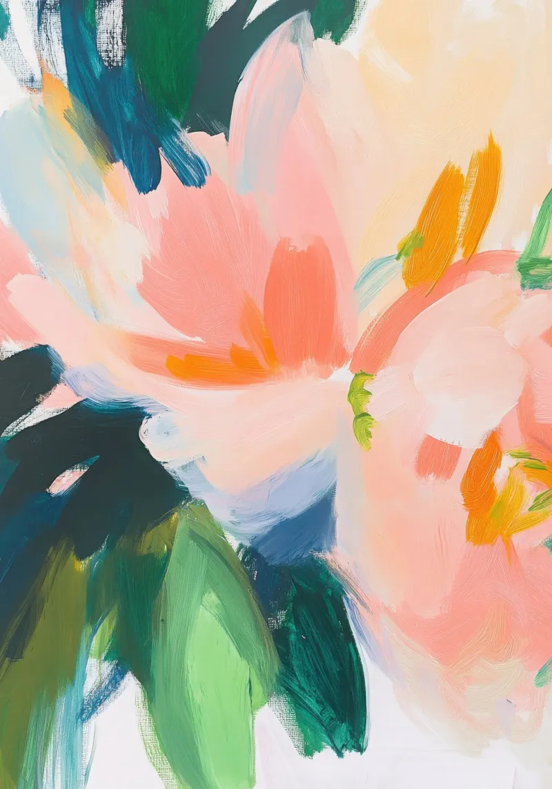 Due peonie in fiore - Prossimità astratta poster con telaio in plastica da Euphoria Theresa