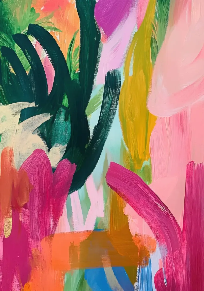 Levendige tropen - abstracte vreugde in kleur canvas met Baklijst van Euphoria Theresa