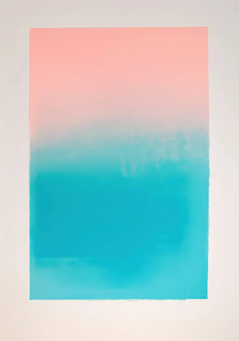 Ombre Pink-Blue - Minimalist screen print canvas with Floater frame by Euphoria Theresa