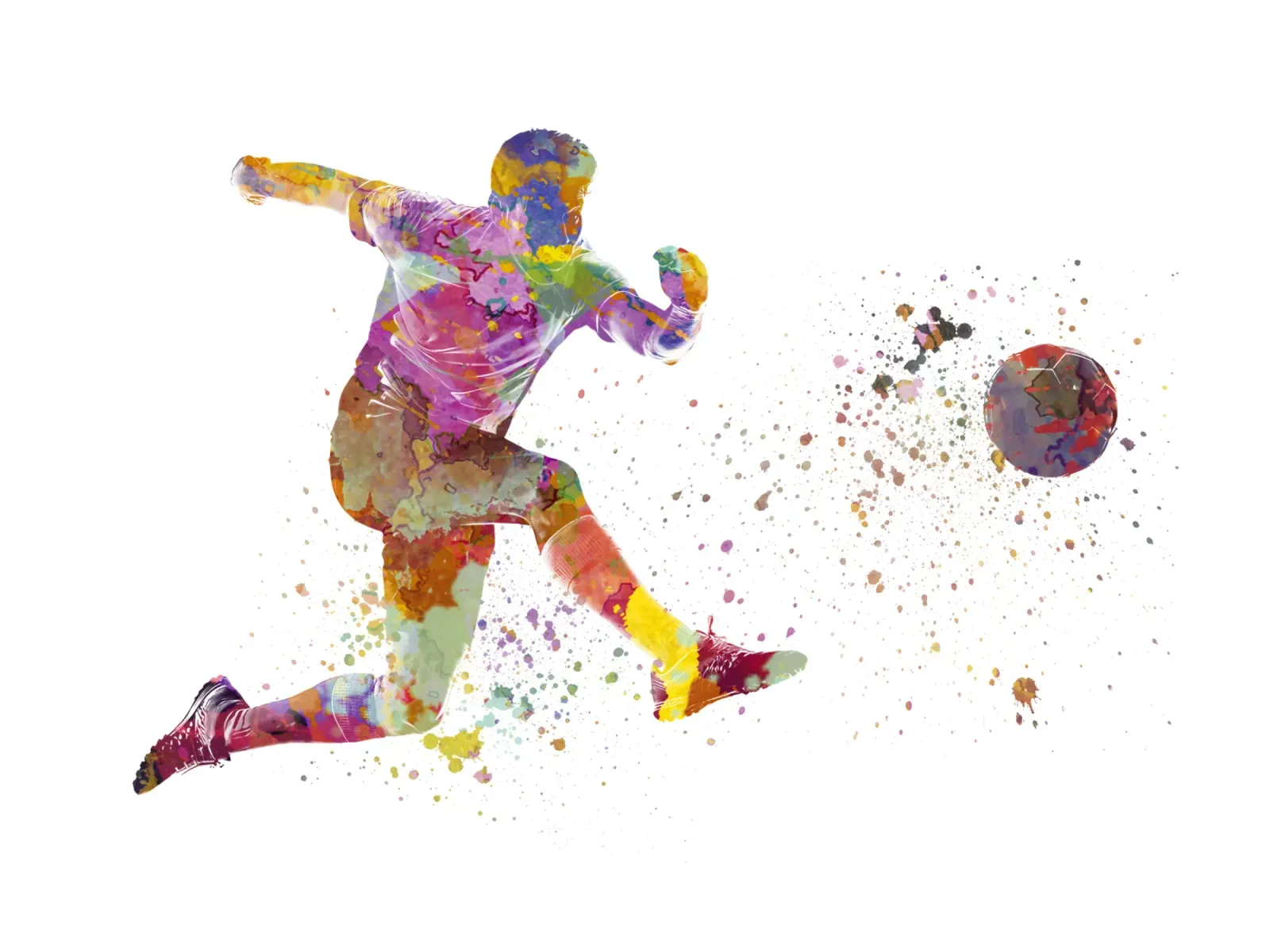 Giocatore di calcio ad acquerello poster con telaio in plastica da ⚽ Sports Pulse