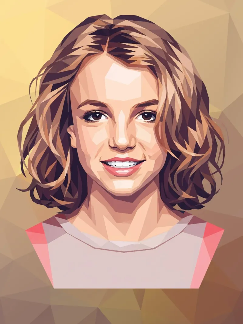 Britney Spears Lowpoly poster con telaio in alluminio da Low Profile