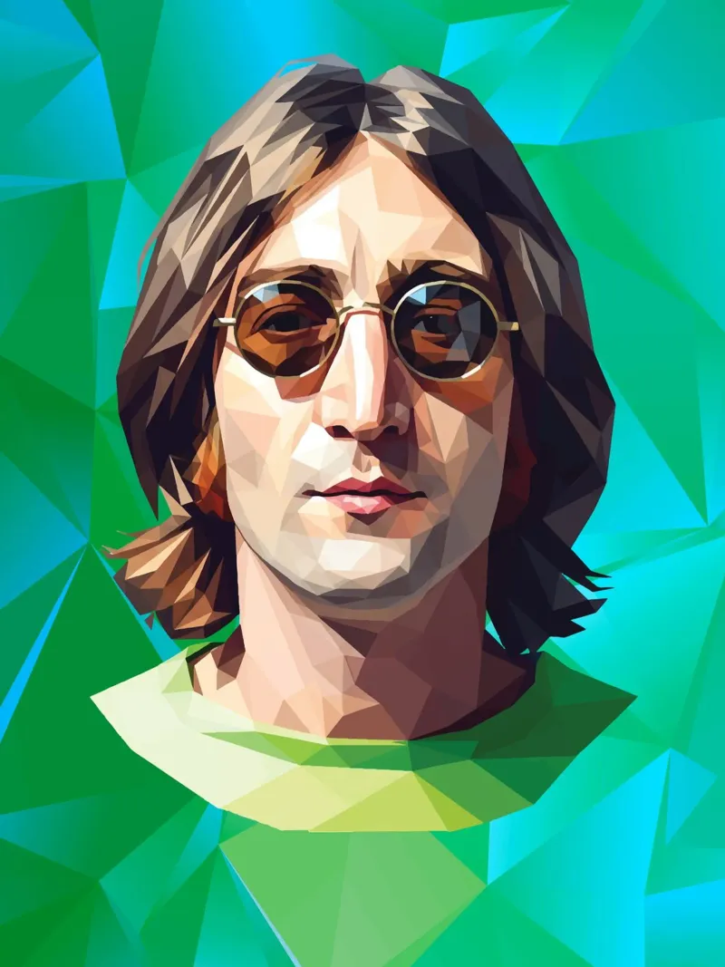 John Lennon Low poly poster con telaio in alluminio da Low Profile