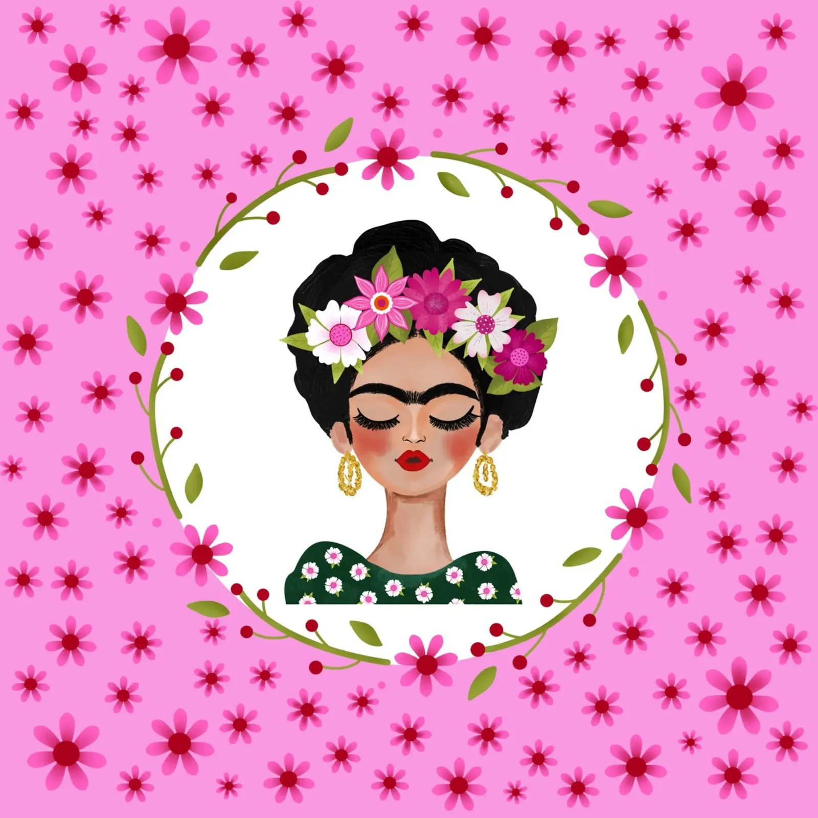 Frida impertinente sui fiori rosa poster da ElfenStil