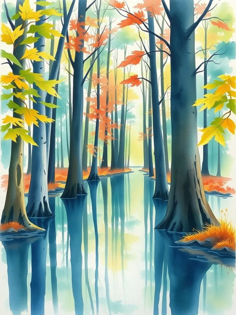 Riflessi dell'abbraccio dell'autunno: Un viaggio sereno attraverso poster con telaio in legno da Artistic-shop