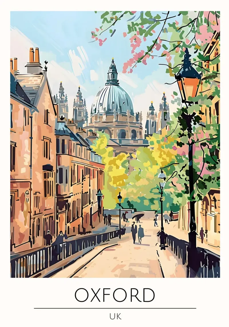 Oxford Universiteit Pop Art Poster canvas met Baklijst van homdeco