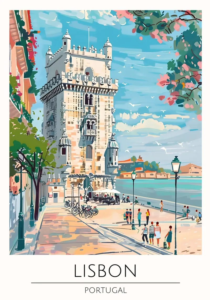 Poster di viaggio Pop Art della Torre di Belém di Lisbona poster da homdeco
