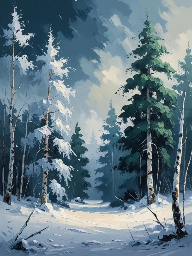 Sereen winterbos: Een symfonie van besneeuwde dennen en sneeuw. canvas met Baklijst van Artistic-shop