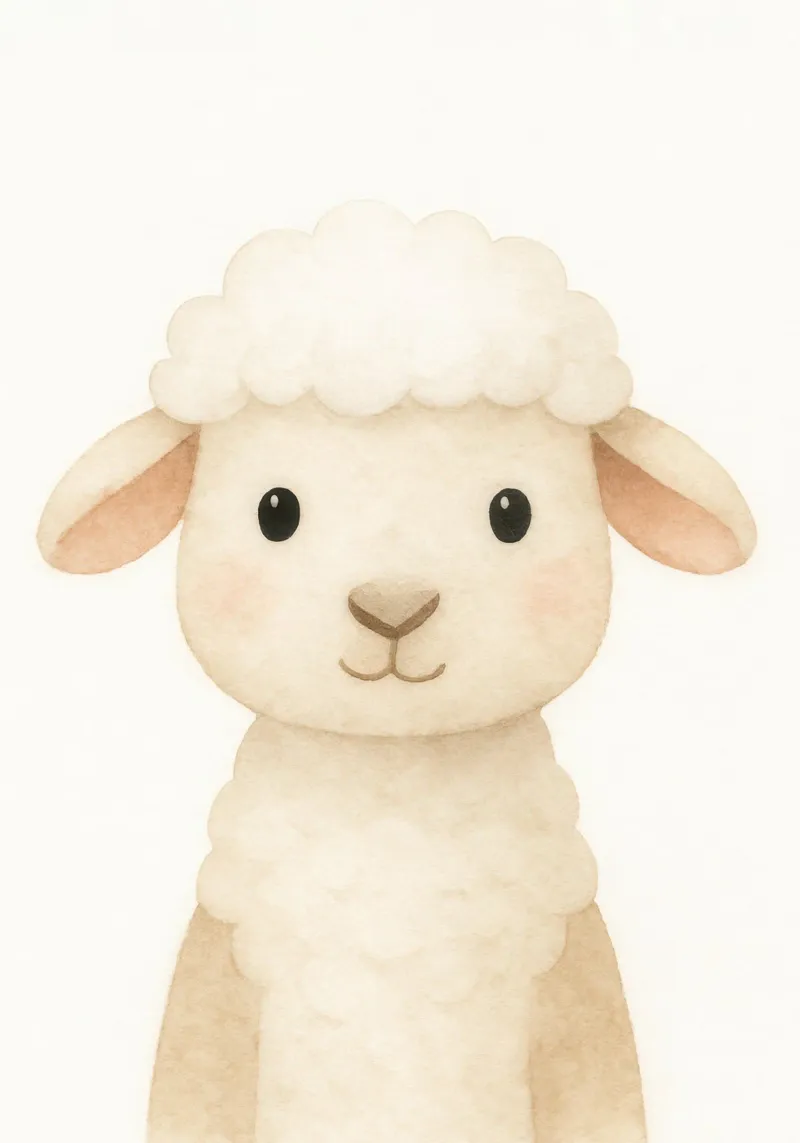Watercolor Cute Sheep – Nursery Animal poster con telaio in alluminio da Attaboy Dsgn