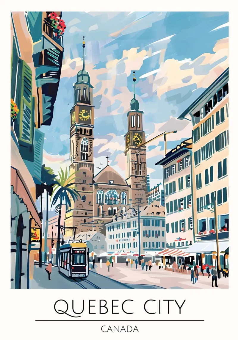 Poster di viaggio Pop Art della Cattedrale di Quebec City poster da homdeco