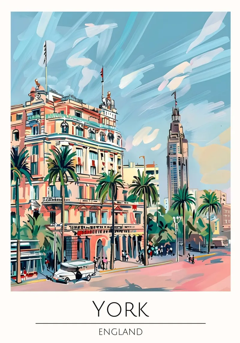 Poster di viaggio Pop Art York Inghilterra Cityscape poster con telaio in legno da homdeco