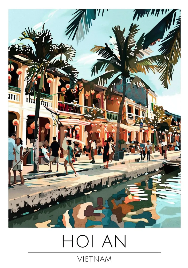 Hoi An Canal Pop Art Travel Poster Vietnam poster con telaio in plastica da homdeco