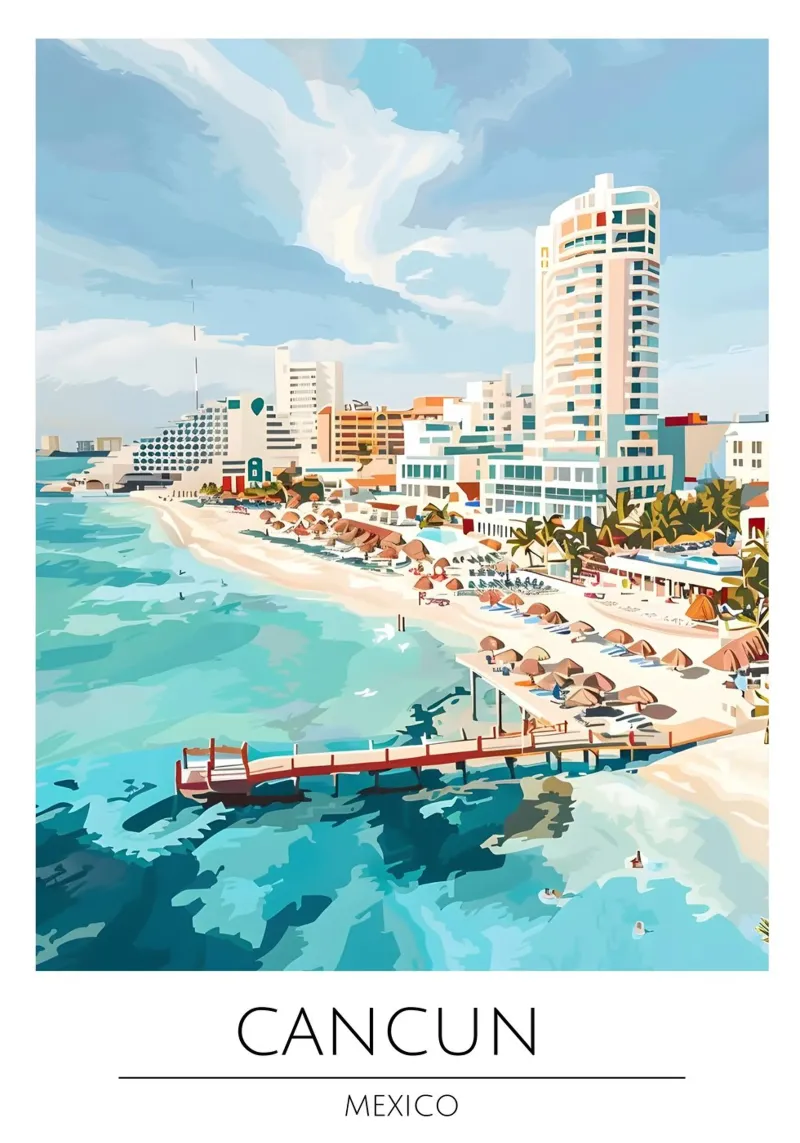 Poster di viaggio Pop Art di Cancun Messico poster da homdeco