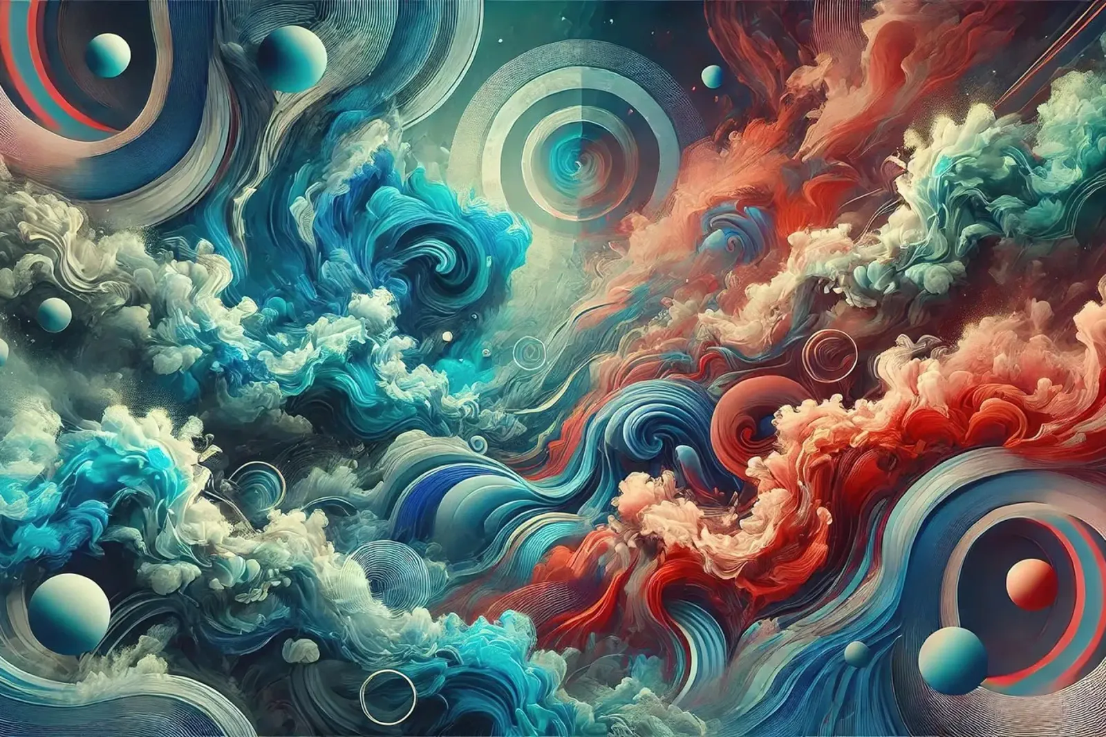 Elementi Fuoco e Acqua Impulso di vapore poster con telaio in alluminio da Chromatic Fusion Studio