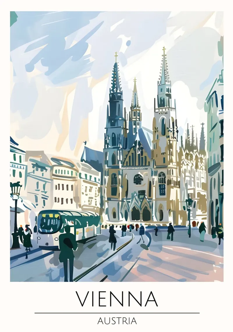 Wenen St. Stephen's Pop Art Reisposter canvas met Baklijst van homdeco