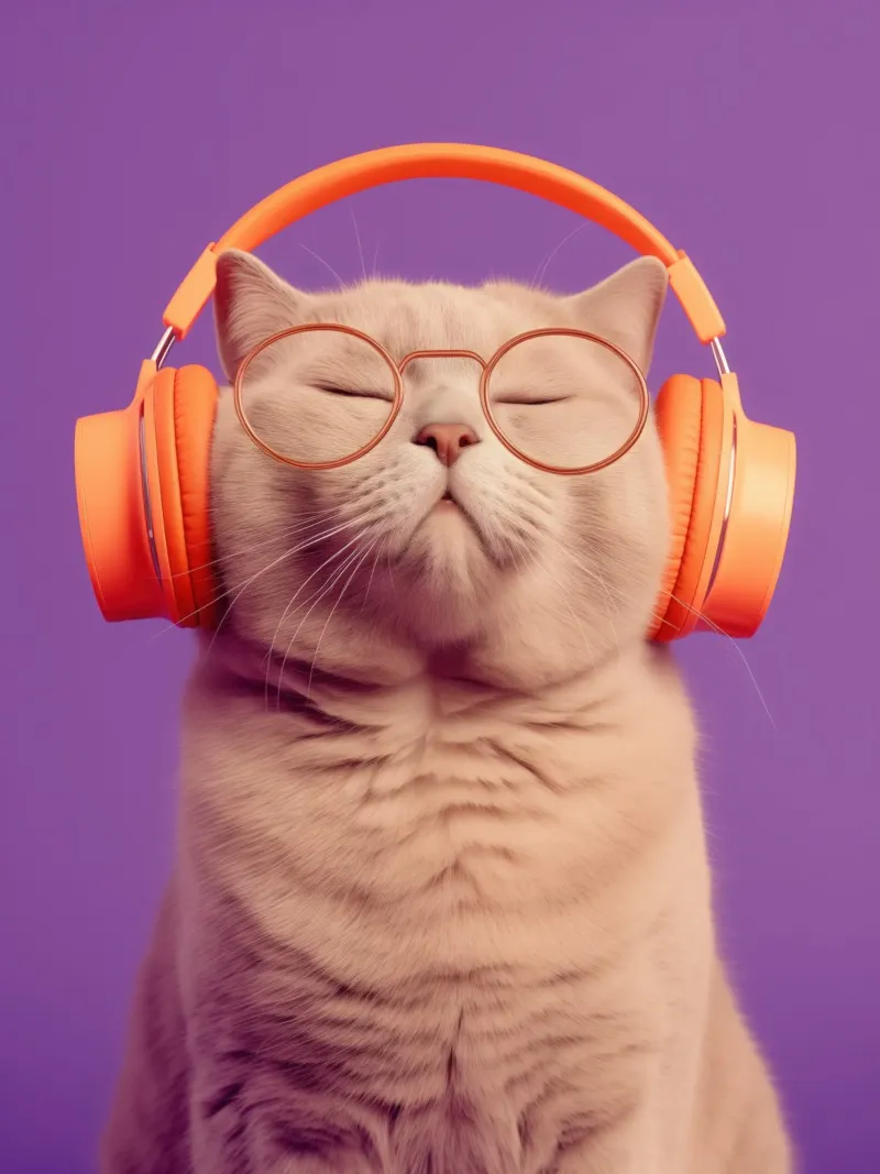 Gatto con cuffie | vibrazioni chill Generation-Z tela con Cornice a cassetta da Autofocus