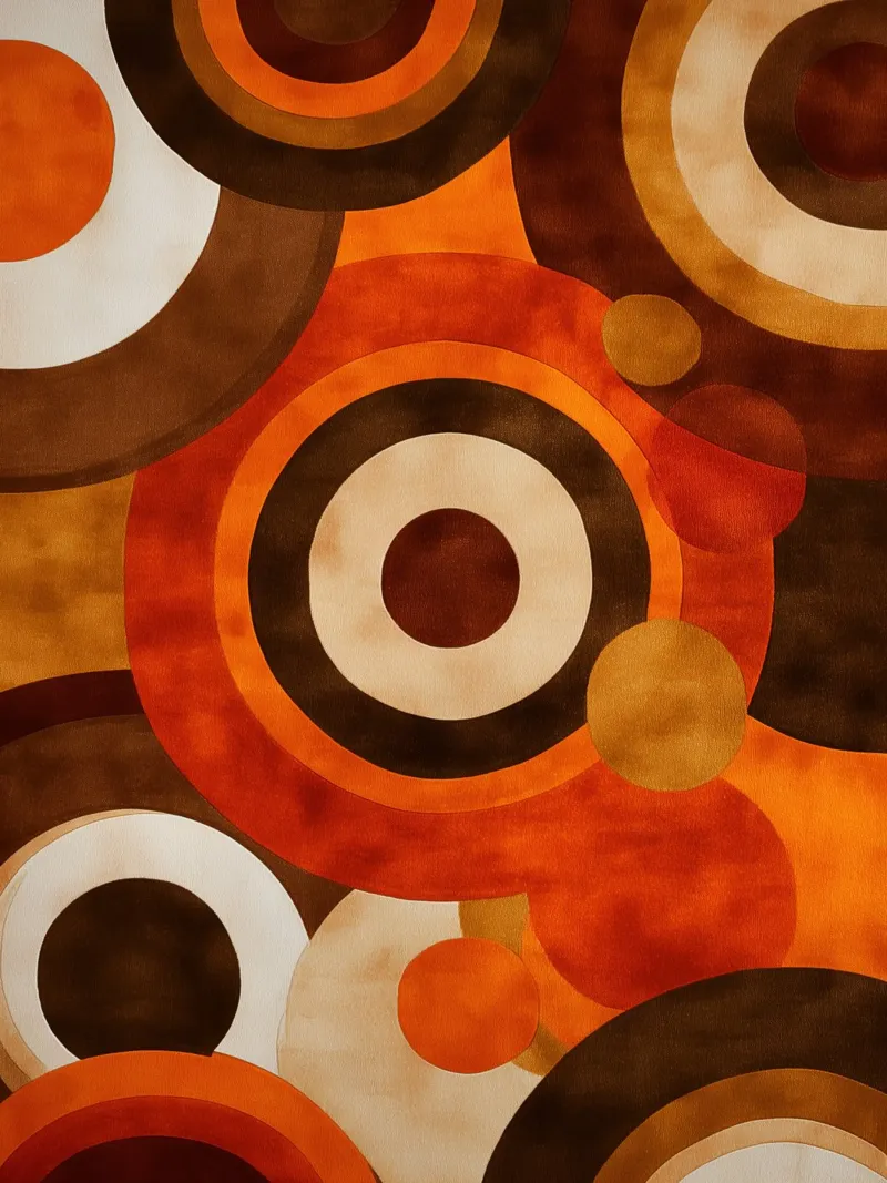 Abstract retro-futuristic circles | 70s aesthetics canvas with Floater frame by Autofocus