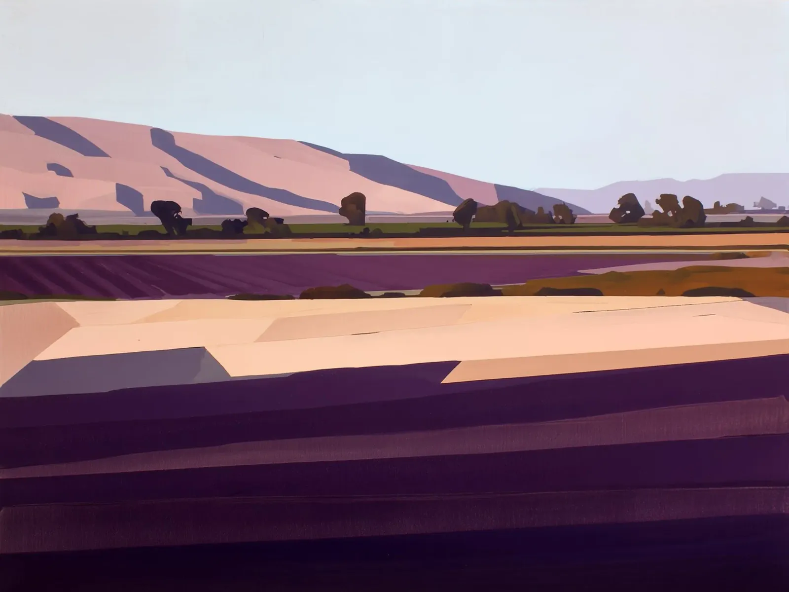 Pianure della lavanda poster con telaio in alluminio da Seed & Signal