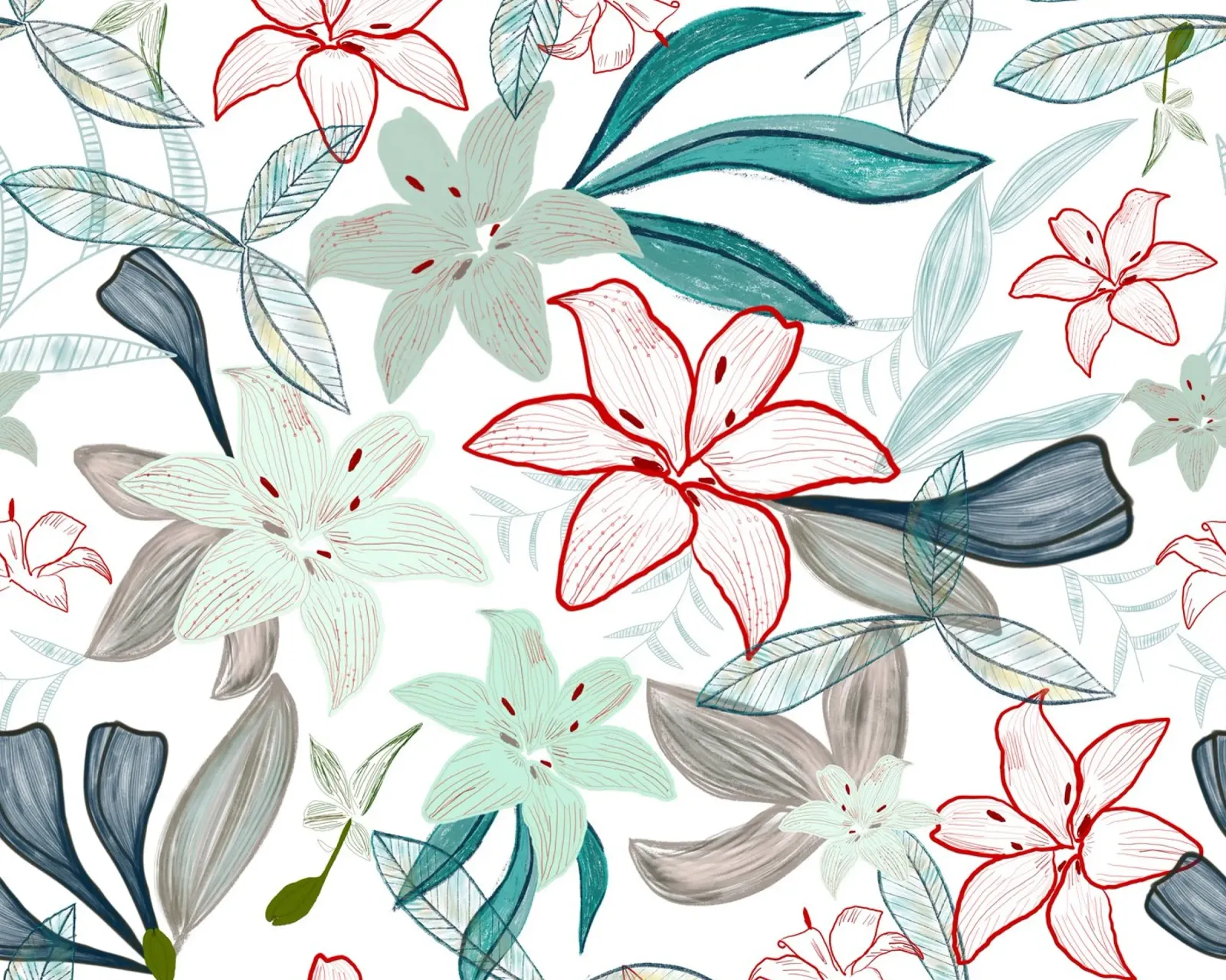 Exotic lily hand painted artistic pattern canvas with Floater frame by gulsengunel