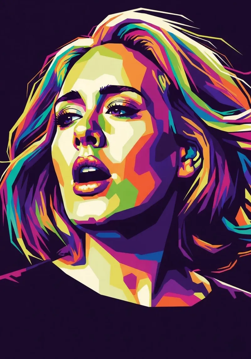Ritratto pop art di Adele #1 poster con telaio in alluminio da Hantamrata