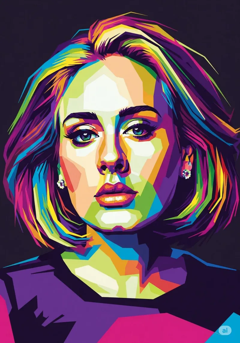 Ritratto pop art di Adele #2 poster con telaio in alluminio da Hantamrata