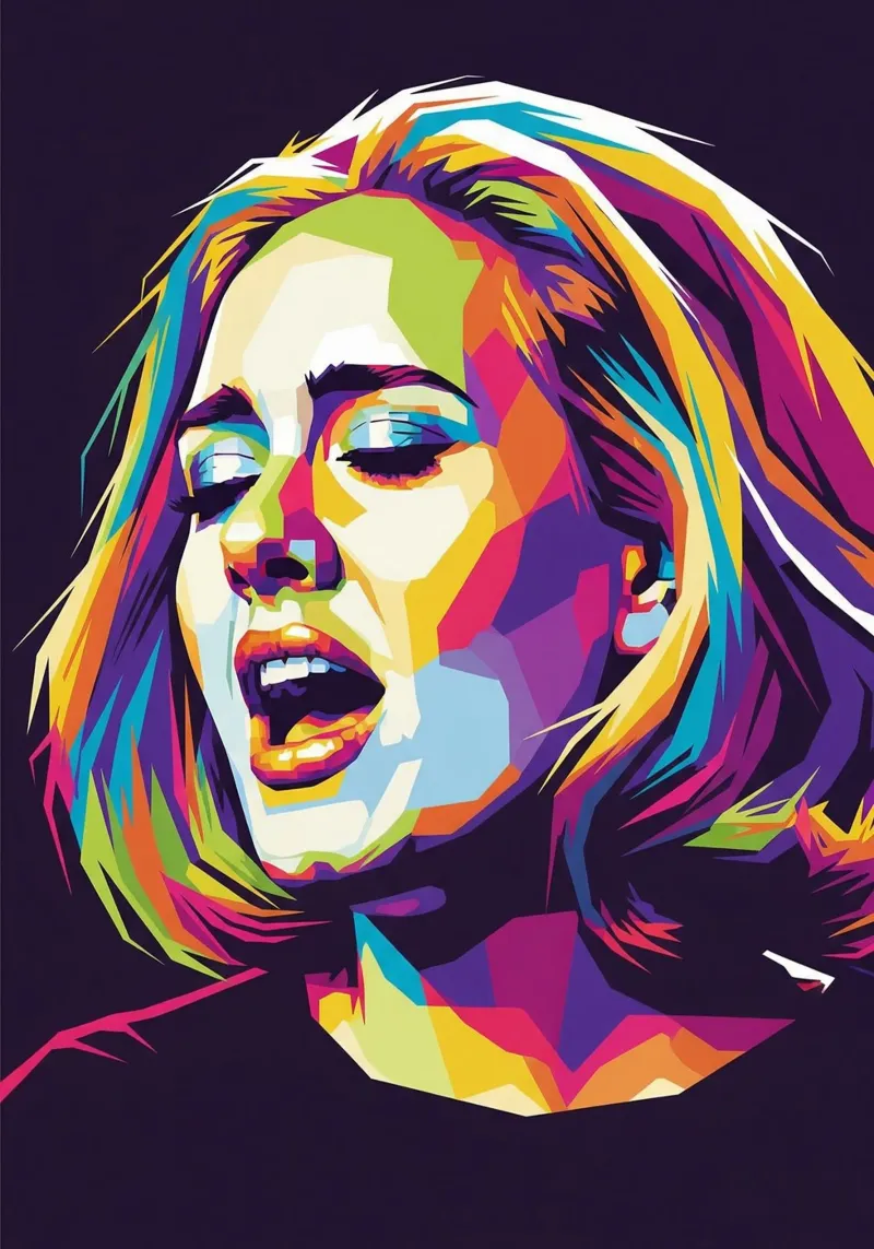Ritratto pop art di Adele #3 poster con telaio in alluminio da Hantamrata