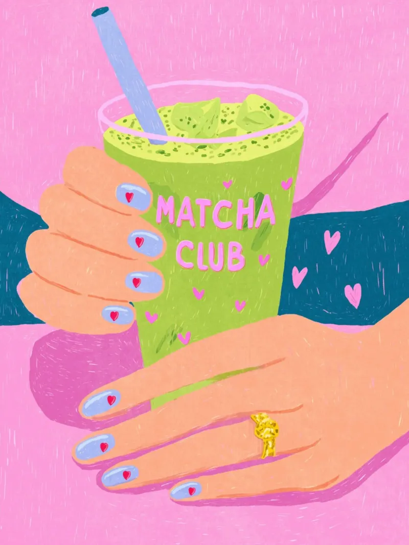 Matcha Club Vibes canvas met Baklijst van Carinaprint