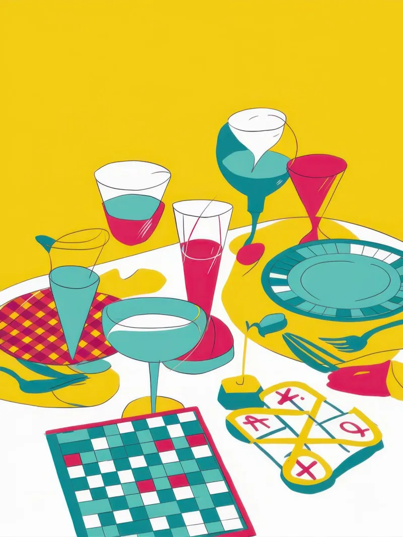Joyful Dinner Spread canvas with Floater frame by Snow Mist