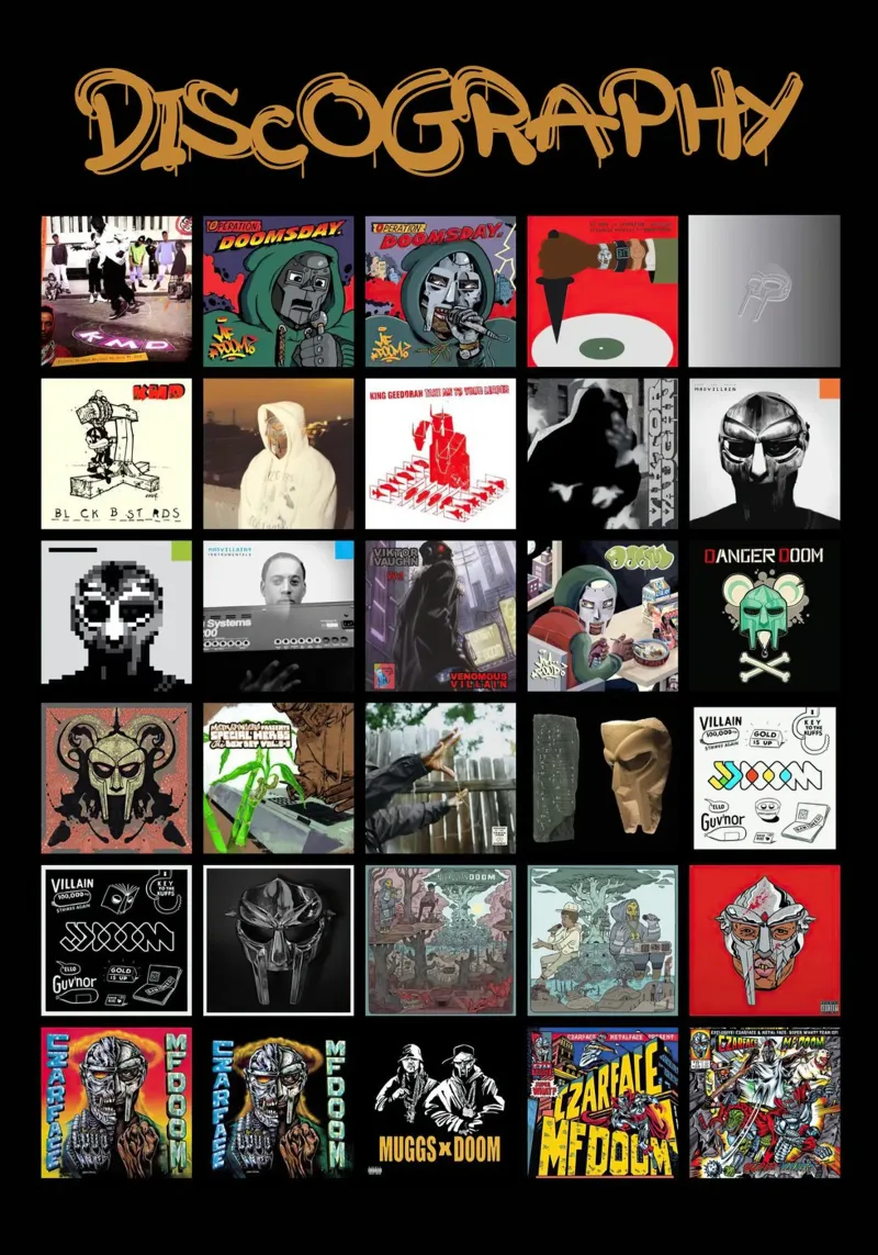 Mf Doom Diskographie Poster mit Holzrahmen von shiners