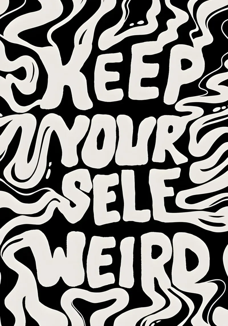 "KEEP YOURSELF WEIRD." poster con telaio in alluminio da Type & Tape