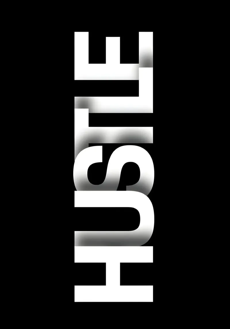 HUSTLE poster con telaio in plastica da Type & Tape