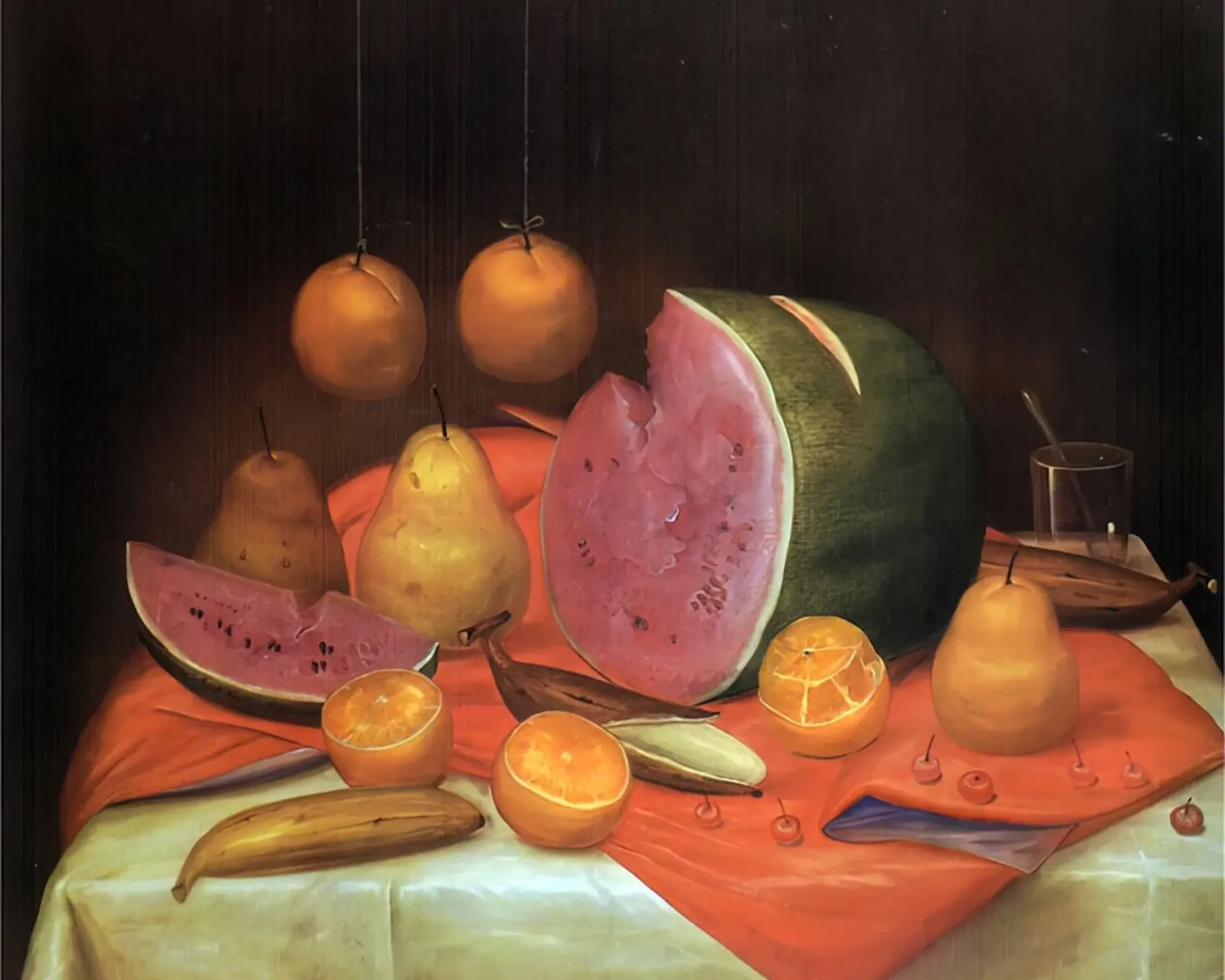 1974, Natura morta con anguria F Botero poster con telaio in plastica da mix mate