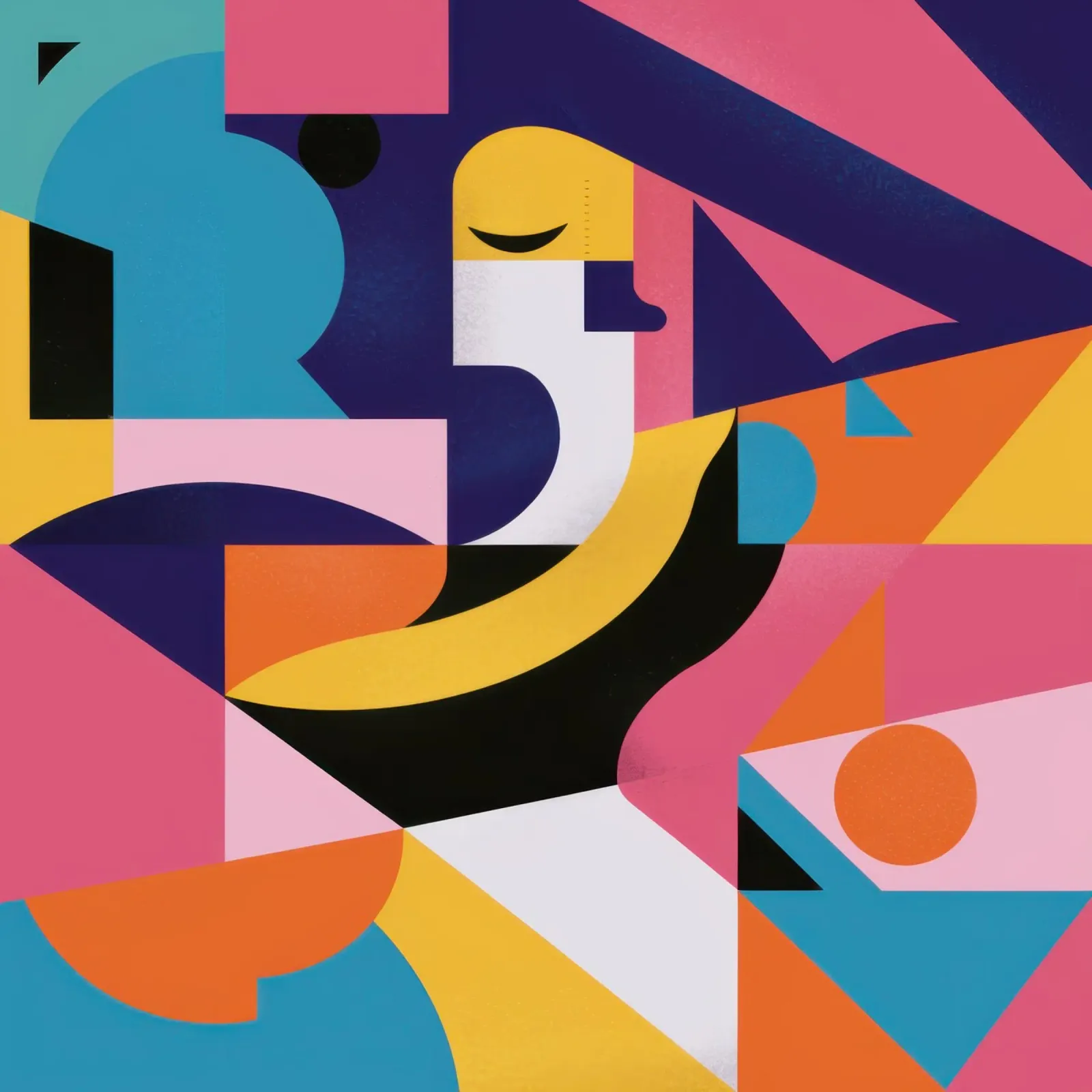 Sinfonia geometrica cromatica poster con telaio in alluminio da Bara Suara